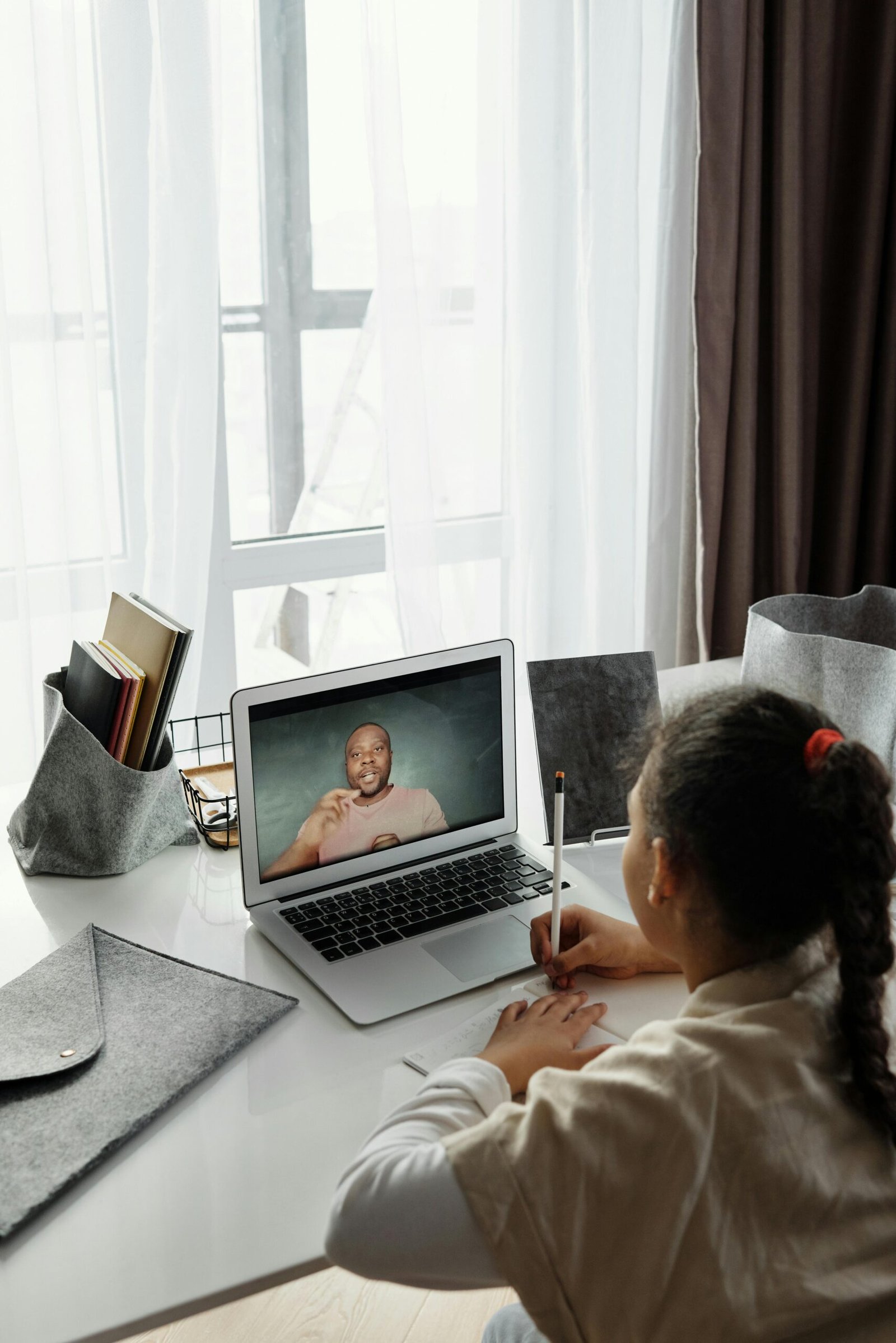 Little Girl Taking Online Classes